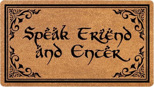 HAOWSMAT Speak Friend and Enter Fantasy aux Coir Door Mat Non-Slip Low Profile Washable Indoor Outdoor Entrance Rug 30x17 Inch Dirt Trapping All Season Festive Home Decor Gift