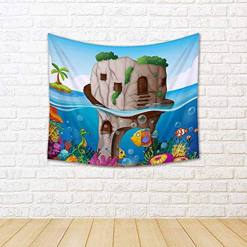 ArtzFolio Cave & Ocean View Canvas Fabric Painting Tapestry | Wal...