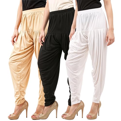 Image of Buy That Trendz Patiala Pant Combo Pants for Womens Pack of 3 Viscose Patiyala Salwar Bottoms