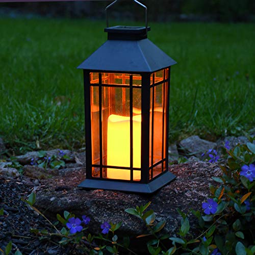 Lumabase Solar Powered Lantern With Led Candle - Black Window #TOP3