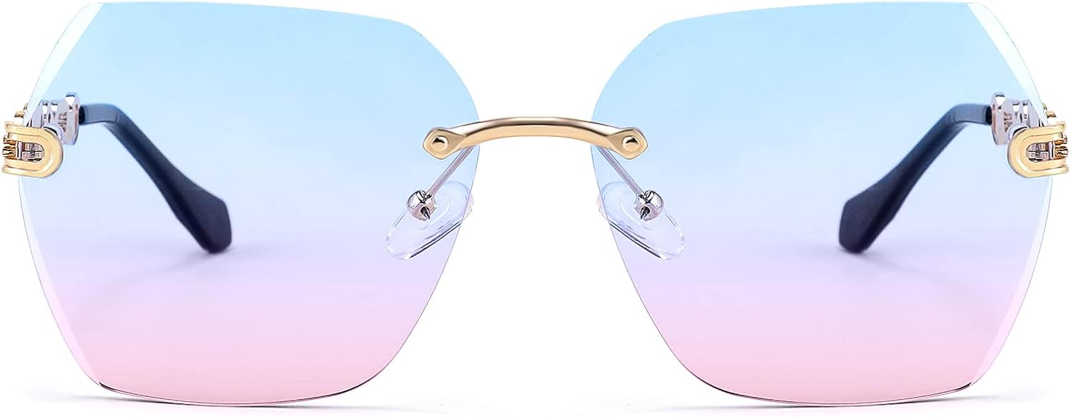 FEISEDY Classic Rimless Sunglasses Women Metal Frame Diamond Cutting Lens Sun Glasses B2567 - Image 2