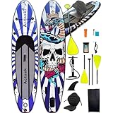 Actask sup サップボード スタンドアップパドルボード インフレータブル パドルボード 2人でも楽しめる座椅付きSUP 超軽量 単頭・両頭兼用パドル コンパクト収納 海・湖でのアウトドアに最適 (青いストライプ柄320cm)