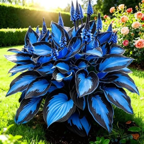 Más de 300 hostas azules: plantas perennes de bajo mantenimiento, resistentes al frío, que atraen a los polinizadores; ideales como decoración de bonsái para jardines exteriores a la sombra