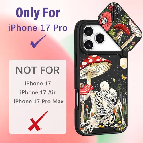 Image of Funermei for iPhone 17 Pro Case - Women Girls Cute Phone Cover Pretty Girly Aesthetic Black Butterfly Unique Design with Slide Camera Cover and Dual Protection Funda for iPhone 17 Pro Case