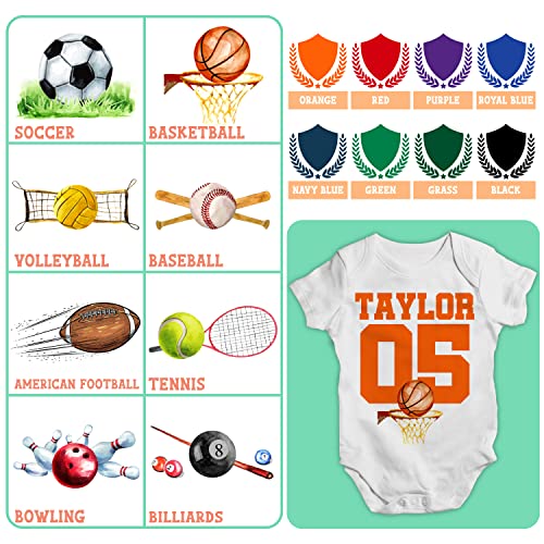 Personalized Sports Baby Onesie For Boy - 8 Designs & Colors Customized Baseball Girl Outfits Gifts Custom Sport Bodysuit Babies Newborn 6 12 18 24 Month Gift Shower C1, White #TOP1