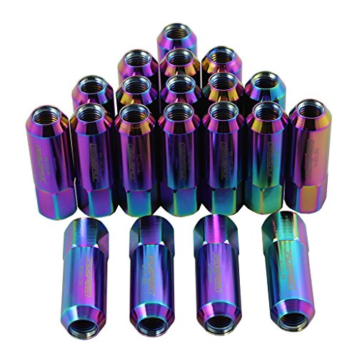 JDMSPEED Neo Chrome 60MM Aluminum Extended Tuner Lug Nuts for Wheel Rims M12X1.5
