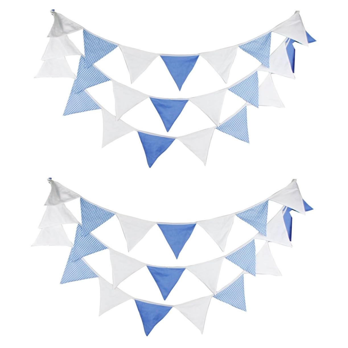 TOYANDONA 2 Piezas De Cuerda Azul y Blanca Cotton Burra Triangular De Tela Del Banderín Del Empavesado Blanca Azul Triángulo Bebé Algodón Boda Suministros