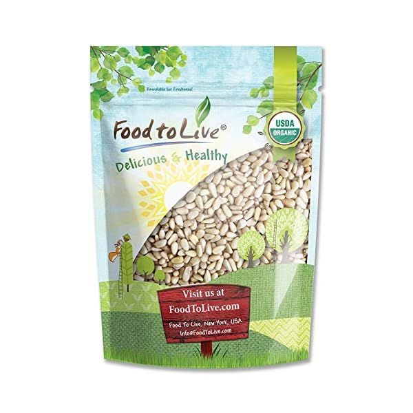 Organic Pine Nuts, 1 Pound – Non-GMO, Whole Raw Pignolias, Unsalted, No Shell, Vegan, Kosher, Bulk Snack. Rich in Vitamin E, Protein. Great for Pesto, Salads, Homemade Desserts, and as a Topping.