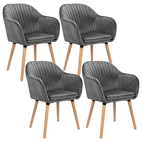 Woltu 4x Sillas De Comedor Nordicas Estilo Vintage Juego De 4, Sillas De Cocina Sillas Tapizada Con Reposabrazos En Terciopelo, Estructura De Madera Sillas De Escritorio Gris Oscuro Bh95dgr-4 Woltu 4x Sillas De Comedor Nordicas Estilo Vintage Juego De 4, Sillas De Cocina Sillas Tapizada Con Reposabrazos En Terciopelo, Estructura De Madera Sillas De Escritorio Gris Oscuro Bh95dgr-4