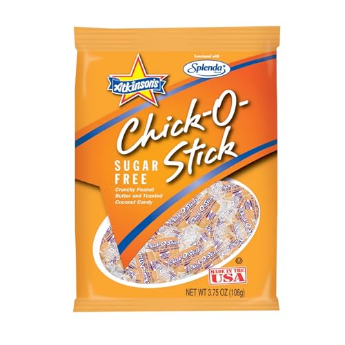 Atkinson Sugar Free Chick-O-Stick, 12 Pieces, 3.75 Ounce Bags, No Trans Fat, Peanut Butter and Coconut Candy
