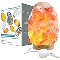 OMONIC Large Heavy (8-11lbs,9-12in H) Himalayan Salt Lamp Night Light Pink Crystal Hymalain Rock Table Lamps with Real Thail Pin platinum Base, Dimmable Touch Switch Control, (3 Bulbs Included)