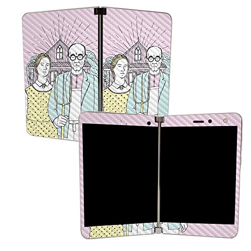 Image of MIGHTY SKINS Carbon Fiber Skin for Microsoft Surface Duo - American Gothic Pop | Protective, Durable Textured Carbon Fiber Finish | Easy to Apply | Made in The USA (CF-MISURDUO-American Gothic Pop)