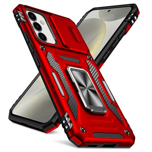 Galaxy S25 用 ケース リング付き 衝撃吸収 耐衝撃 スタンド機能 米軍MIL規格 ギャラクシーs25 用ケース 全面保護 360°回転 滑り落ちにくい 人気 おしゃれ 携帯カバー 赤 WY95-107