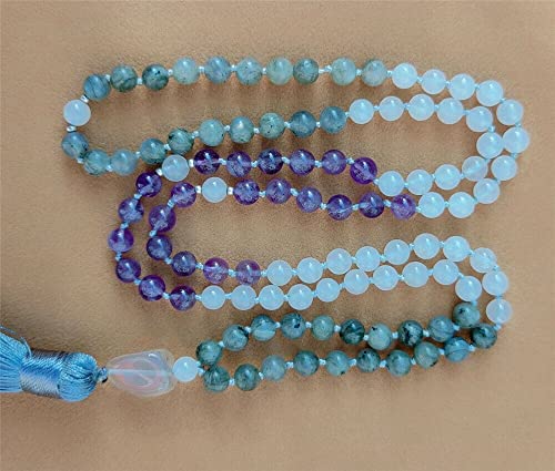 Collier Pierre de Lune Améthyste 108 Perles : Idée Cadeau Artisanal Unique