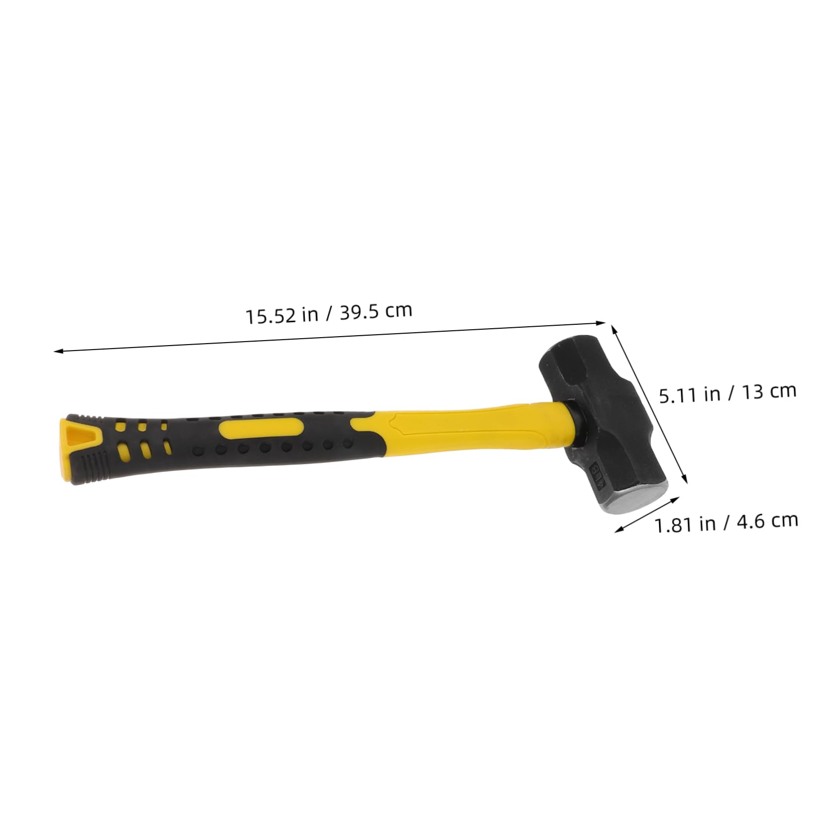 Martillo Octogonal de Acero al Carbono, 2 Piezas, 4lb | Mango Ergonómico de Plástico Amarillo, Resistente al Impacto, para Construcción y Demolición
