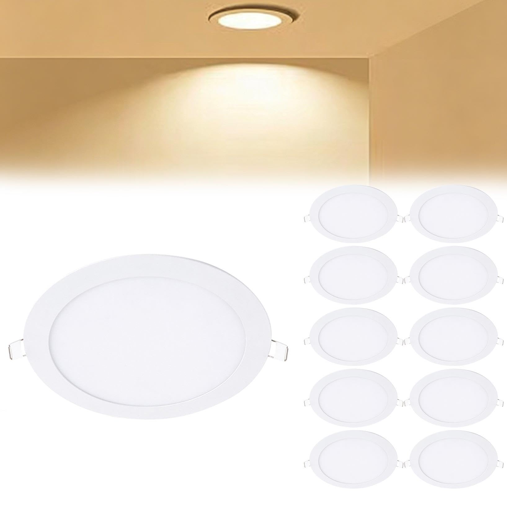 Lámpara de techo empotrable LED con panel redondo de aluminio