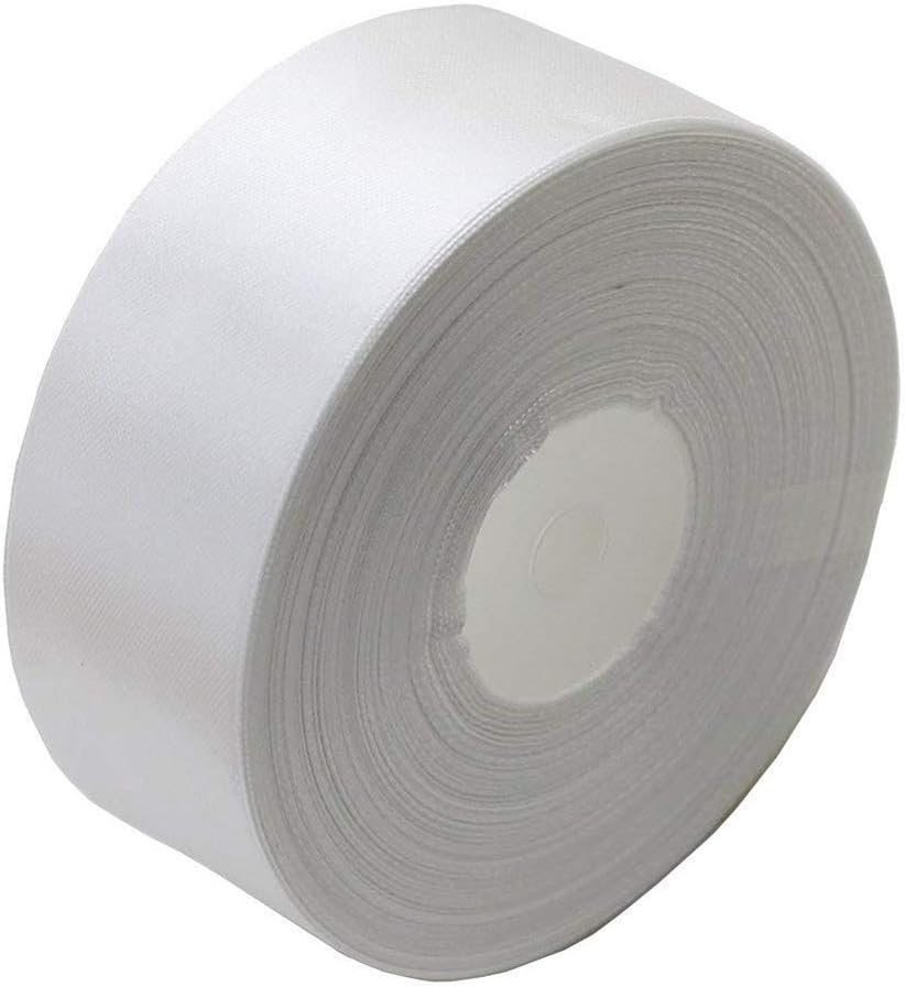 1.5" Single Face Satin Ribbon 50 Yards Roll for Gift Wrap Sewing Projects Crafting Projects DIY Bow Wedding Decoration (White)