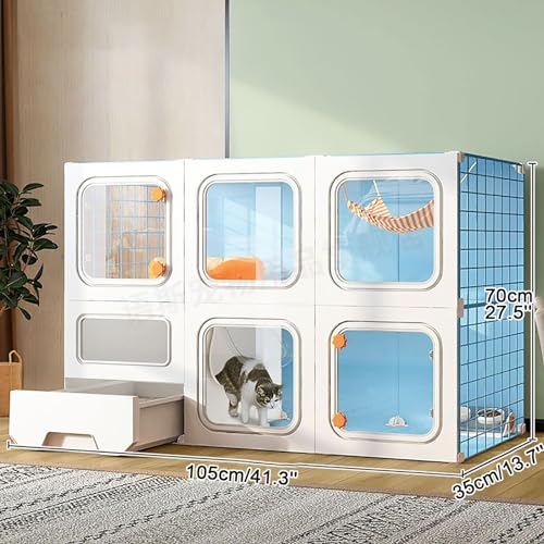 Maison pour chat détachable avec hamac et enclos intérieur modulable