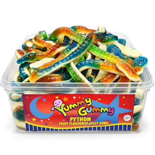 Yummy Gummy Python Jelly Snakes Fruit Flavoured Soft Jelly Sweets Colourful Gummy Worm Candy Halal Bulk Sweets for Sharing Parties & Pick n Mix