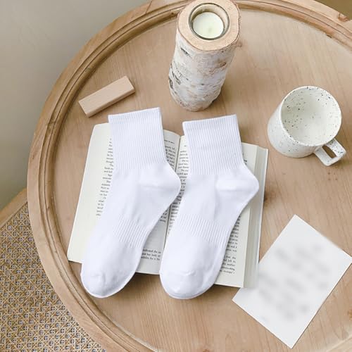 GSHLLO 6 Pairs White Thin Socks Above Ankle Crew Socks Casual Athletic Socks Breathable Sport Socks Comfort Dress Socks3