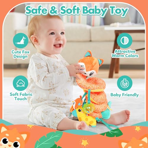 Image of GKDOMS Baby Car Seat Toys Activity Stroller Toy for Boys Girls 0 3 6 9 10 12 Months, Spiral Hanging Plush Toys, Baby Shower Thank You Gifts