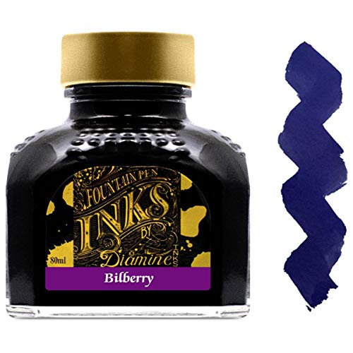 Encre Diamine Bilberry 80mL, recharge de qualité supérieure dans son flacon en verre classique
