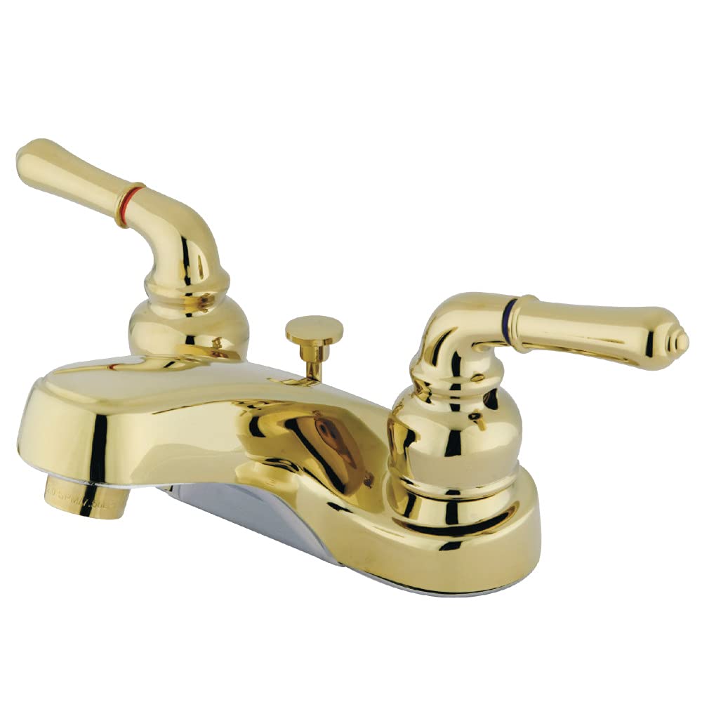Kingston Pirinç GKB252 Magellan Çift Kollu Kulp 10 cm Orta Set Musluk, Plastik Açılabilir, Cilalı Pirinç