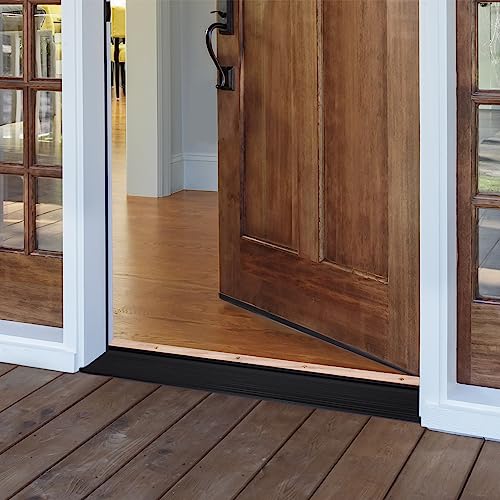 Image of M-D Building Products 78634 5-5 /8 in. x 1-1 /8 in. x 36 in. Bronze Adjustable Aluminum & Hardwood Threshold Kit - Versatile Solution for French and Exterior Doors