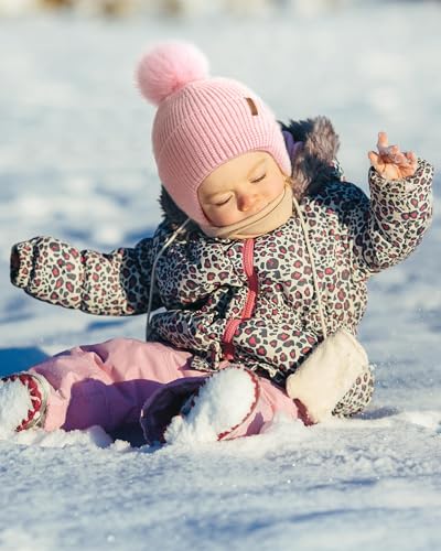 Toddler Baby Winter Hat Warm Fleece Lined Knit Kids Hat with Earflap Infant Newborn Pom Pom Beanie Knit Cap Girls Boys2