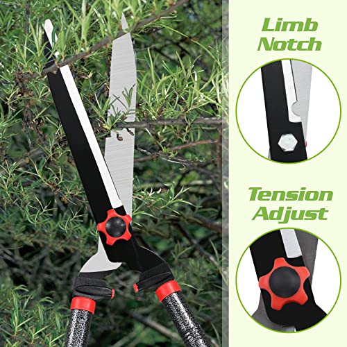 Garden Hedge Shears, Hedge Clippers Gardening Tools Heavy Duty, 30” Large Garden Scissors For Trimming Borders, Bushes, Shrubs, Landscaping, 10" Rust And Stick Proof Sharp Blade With Limb Notch #TOP3