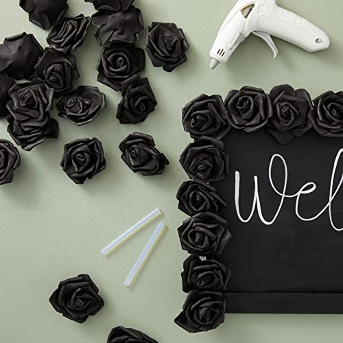 100 Pack Black Roses, Artificial Flowers Bulk For Weddings Decorations, 3 Inch Stemless Flower Heads For Wall Art, Valentine's #TOP2