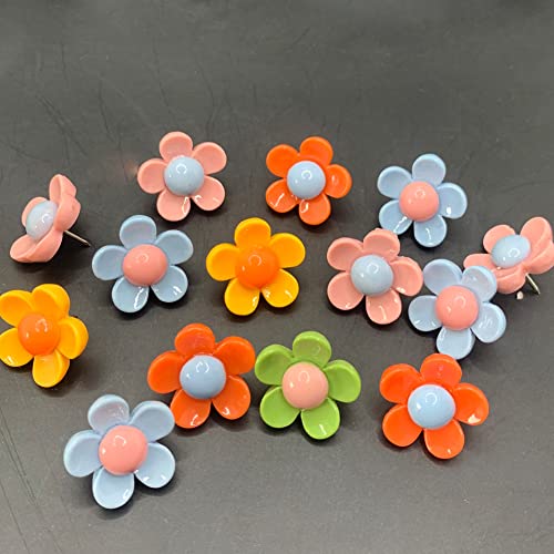 30 Pcs Colorful Floret Push Pin Cute Decorative Thumbtacks For Feature Wall Whiteboard Photo Wall Map Bulletin Board Office Or Home Organization Pushpin Tool #TOP5