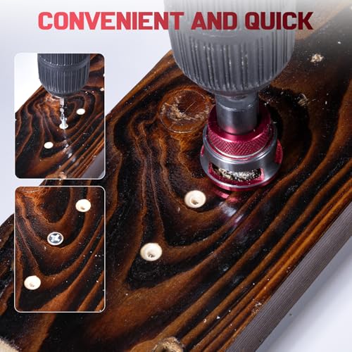 Senkbohrer Holz Set 5 Stück, Bohrsenker mit Tiefenanschlag, Senker Holzbohrer mit 1/4 Hex Schaft, aus HSS-M2, präzise Bohrungen, Enthält Kreuzschlitz-Schraubendreherbit, für Holzverarbeitung