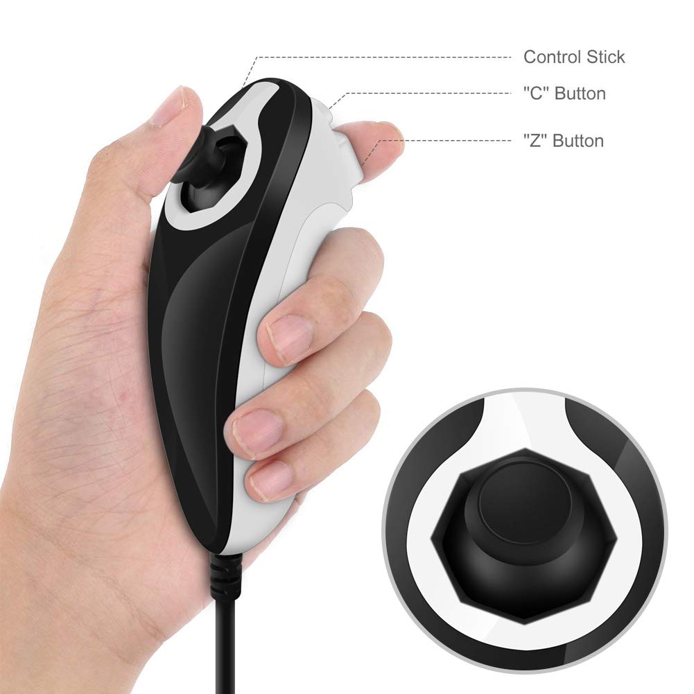 ameego GN-009RN DB Unique design Wireless Remote controller & Nunchuck Controller with Silicon Case and Wrist Strap for Nintendo Wii & Wii U & Mini Wii (Design-B Black)