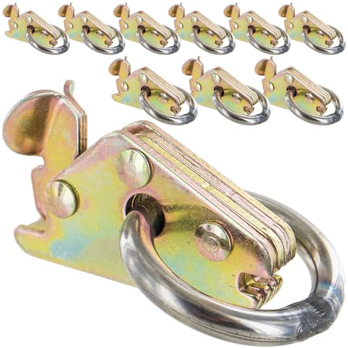 US Cargo Control E Track Tie Down Heavy Duty with Ring, Spring Loaded Fitting for E Track, Quickly and Easily Secure Cargo for Transport in an Enclosed Van, Truck, Or Trailer, 10 Pack