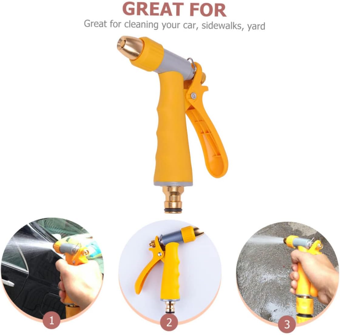 UPKOCH High Pressure Car Washing Sprayer Nozzle Full Copper Hose Nozzle for Auto Cleaning and Watering Sturdy and Efficient Water Spray Tool