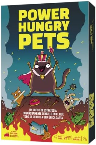 Asmodee Power Hungry Pets de Exploding Kittens, Juego de Estrateg...