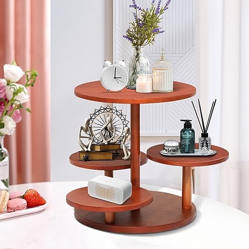 4 Tier Round Cake and Cupcake Stand with Tiered Tray Decor,Wooden Cake Tray for 50 Cupcakes or 12 Inch Cakes,Cupcake Tower Stand for Birthday Wedding Graduation Baby Shower Tea Party