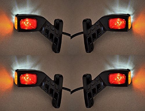 4 X 12 V/24 V côté Outline Planche Extrémité marqueur lumières LED Socle basculant pour châssis de camion remorque caravane Camper Rouge Blanc Orange