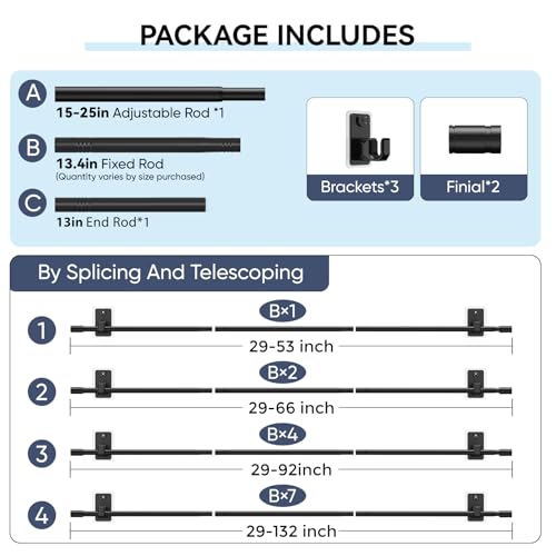 PeSenp 2.0 Upgraded No-Drill Curtain Rod for Windows 48 to 84 inches – Renter-Friendly Adhesive & Pin-Nail Mount, 5/8" Black Adjustable Rod, Minimal Wall Damage - image 6