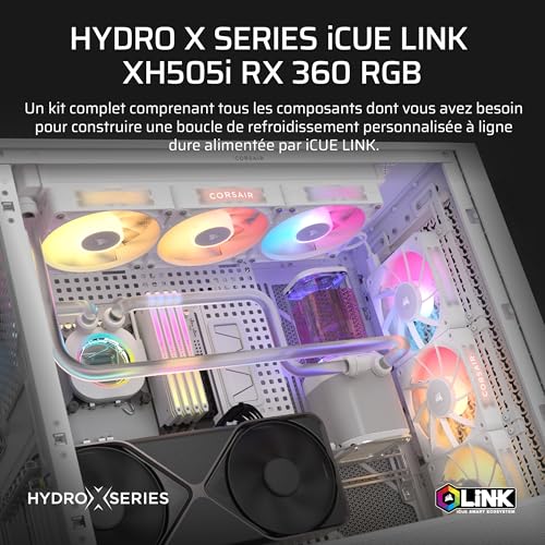 Corsair iCUE Link XH505i RX 360 RGB Kit de watercooling personnalisé Waterblock pour processeur XC7 Elite Pomperéservoir D5 XD6 Elite 3 Ventilateurs RX120 RGB Radiateur de 360 mm XR5 - vue 2