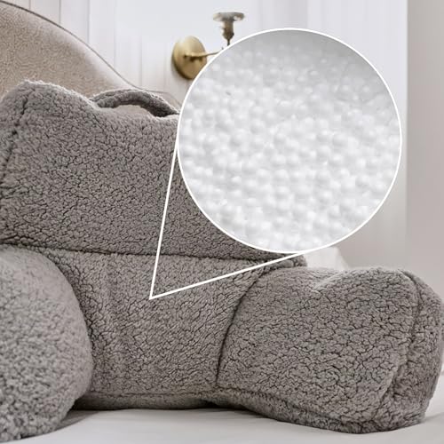 Icon Teddybär Rückenlehne Lesekissen, Grau, Lesekissen Flauschig mit Sitzsack Füllung, Rückenstütze mit Tragegriff