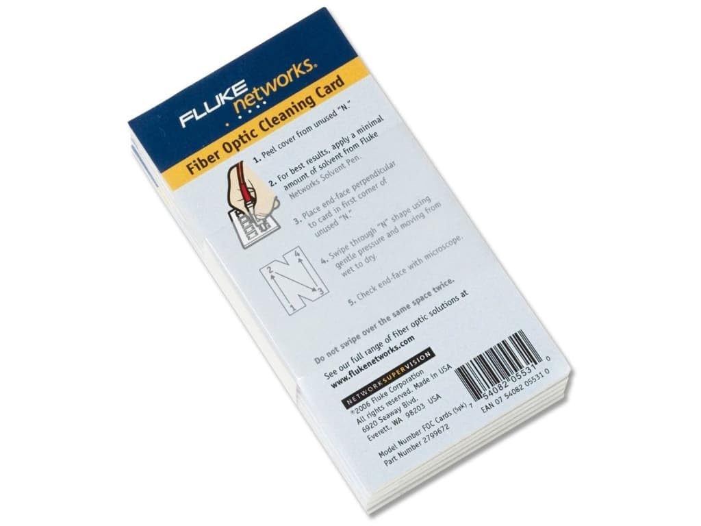 Fluke Networks NFC-CARDS-5PK Fiber Optic Cleaning Cards (Pack of 5)