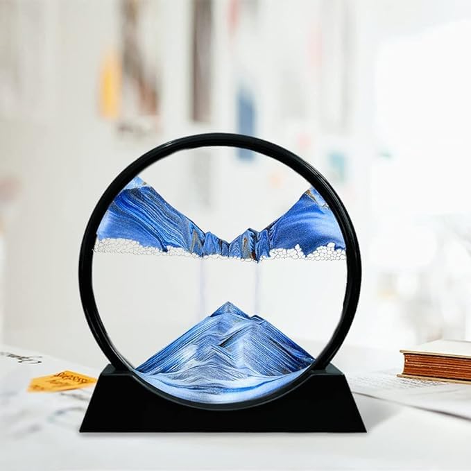Image of Redvant Moving Sand Art Picture Glass Liquid Painting 3D Natural Landscape showpieces for Home Decor Antique Gifts for Kids Office Desktop Decoration Desk Table Decorative Items (Deep Sea)