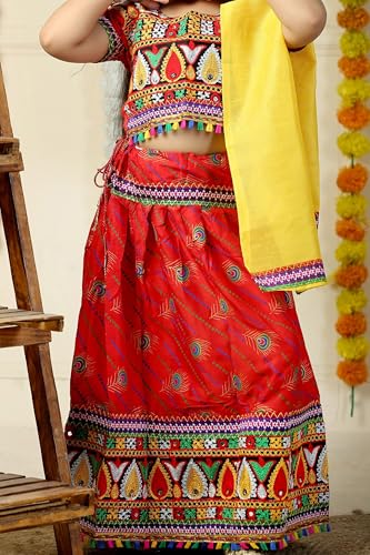 Image of AHHAAAA Kids Embroidered Traditional Ghoomar Lehenga Choli |Chania Choli|Radha Dress|Navratri /Dandiya /Garba Dress with Dupatta for Girls Y0040
