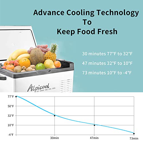 Alpicool C40 Portable Refrigerator, 12 Volt Car Freezer, 42 Quart(40 Liter) Fast Cooling 12V Car Fridge Freezer, Car Cooler For Rv, Truck, Camping, Outdoor -12/24V Dc And 100-240V Ac (Black And Silver) #TOP3