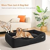 HMTOPE Hundebett, Hundesofa, Hundematte aus Cord, S/M/L, rutschfest, Abnehmbar und Waschbar, Weich und Atmungsaktiv, Dunkelgrau, 110 x 85 x 27 cm