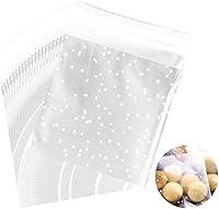 Vista 1 de Juego de 500 bolsas autoadhesivas para golosinas, de 3.9 pulgadas, de celofán con lunares blancos, para fiestas, para piruletas, dulces, chocolates