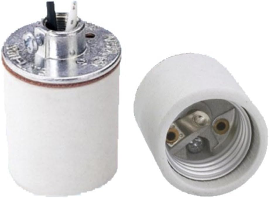 5-Pack White Porcelain Light Socket E26 Base - Keyless Ceramic Lamp Fitting, 660W/125V-250V, Heat-Resistant to 300°C, Compatible with Steampunk, Retro & Pendant Lamps