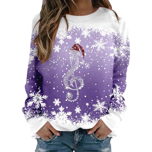 Sweatshirts für Damen, lässig, Treble, Schnee, Weihnachten, Druck,...